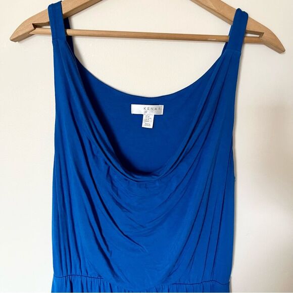 Kenar Cowl Neck Waist Defined Sleeveless Dress Knee Length Cobalt Blue Medium - Picture 4 of 8